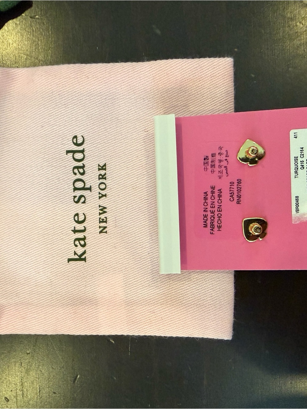 kate spade turquoise blue cushion-cut stud earrings - Picture 2 of 3